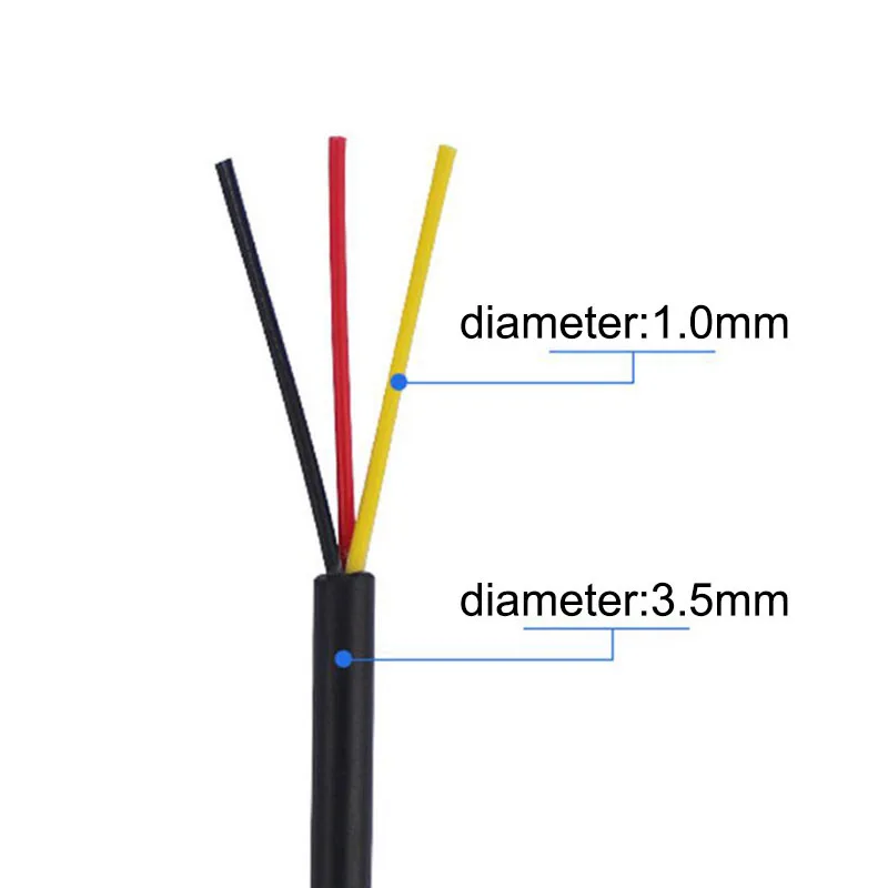 Conector de cabo de cobre com 3 núcleos, condutor de cabo de alimentação elétrico macio para extensão de luz de tira led diy 24awg 28awg f1