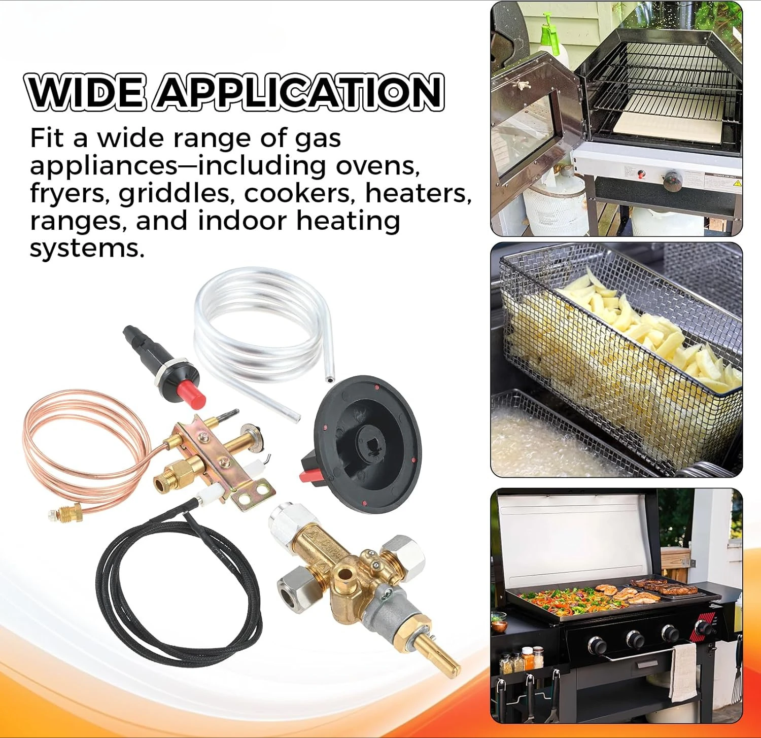 

1 Set 1/2PSI Brass LP Gas Safety Valve with 3 Outlet Pilot Burner Thermocouple Piezo Igniter for Pizza Oven Fireplace Range Oven