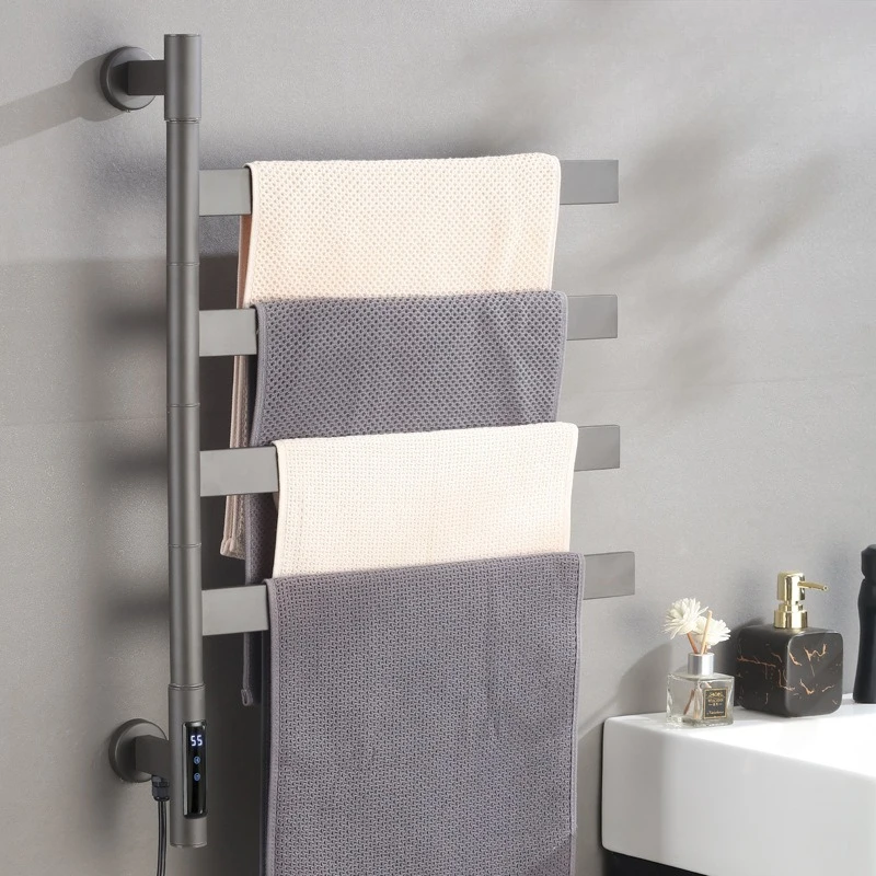 Electric Heated Towel Rail Rotatable Bathroom Towel Warmers Waterproof Stainless Steel Thermal Towel Rack Home Toilet Supplies
