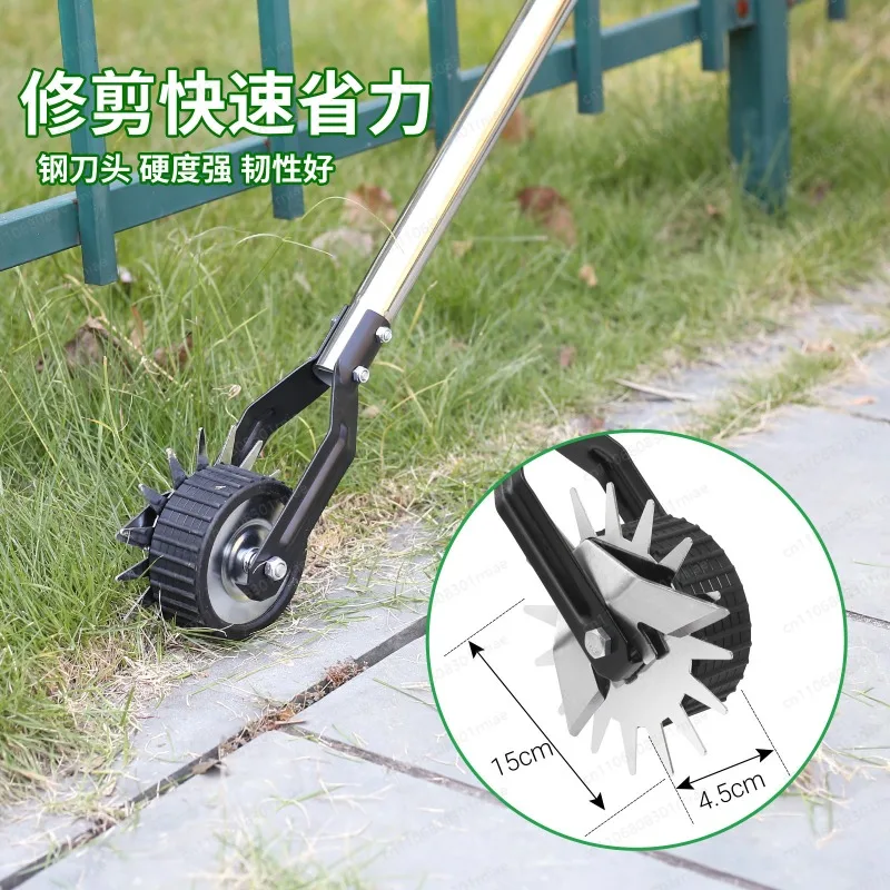 new-wheeled-manual-lawn-edger-artificial-grass-trimmer-weed-removal-garden-landscaping-tool