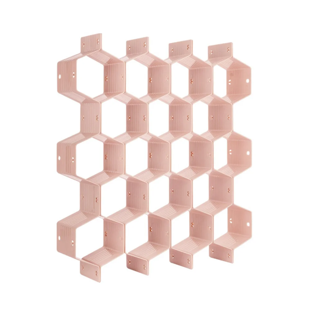 Honeycomb Style Plastic Drawer Divider Storage Box Pink Large Grid Closet Organizer Free Combination Pad for Underwear Socks
