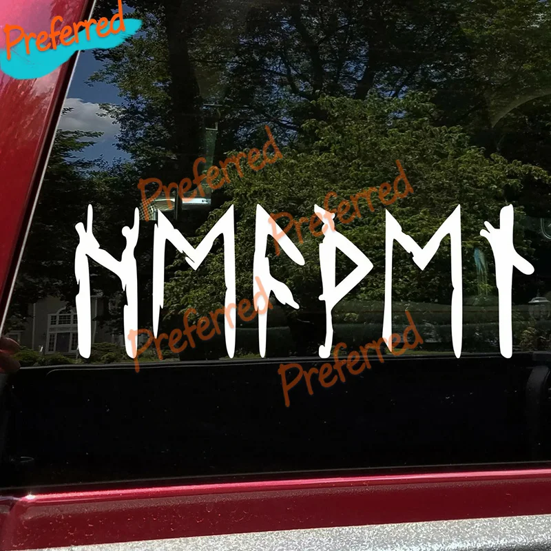 2x Heathen in Norse Runes Vinyl Decal V2 Viking Elder Futhark Die Cut Sticker Customizable in Any Sticker Size - No Background