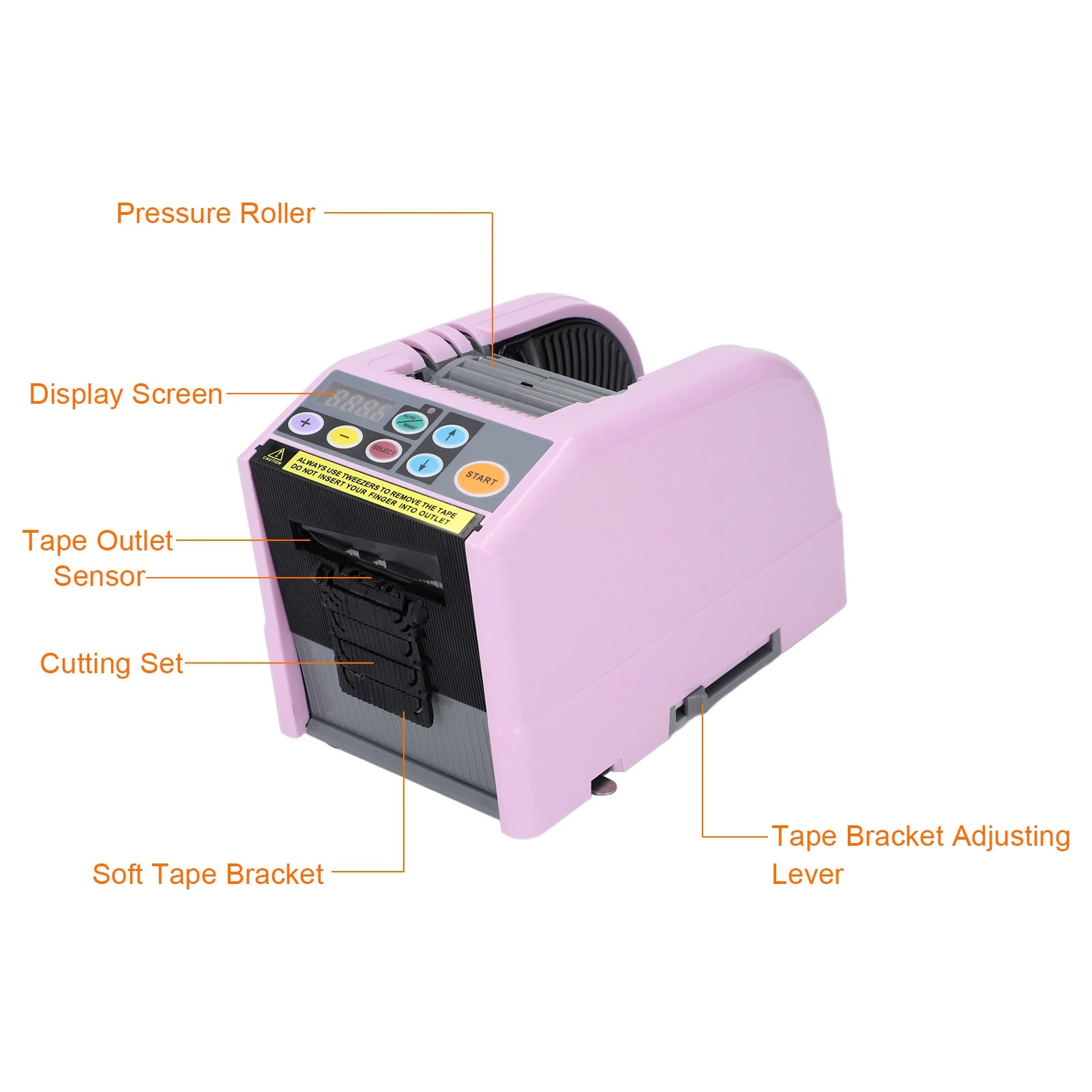 자동 테이프 디스펜서 고효율 사전 설정 및 메모리 기능 5-999mm 길이 6-60mm 너비용 테이프 절단기