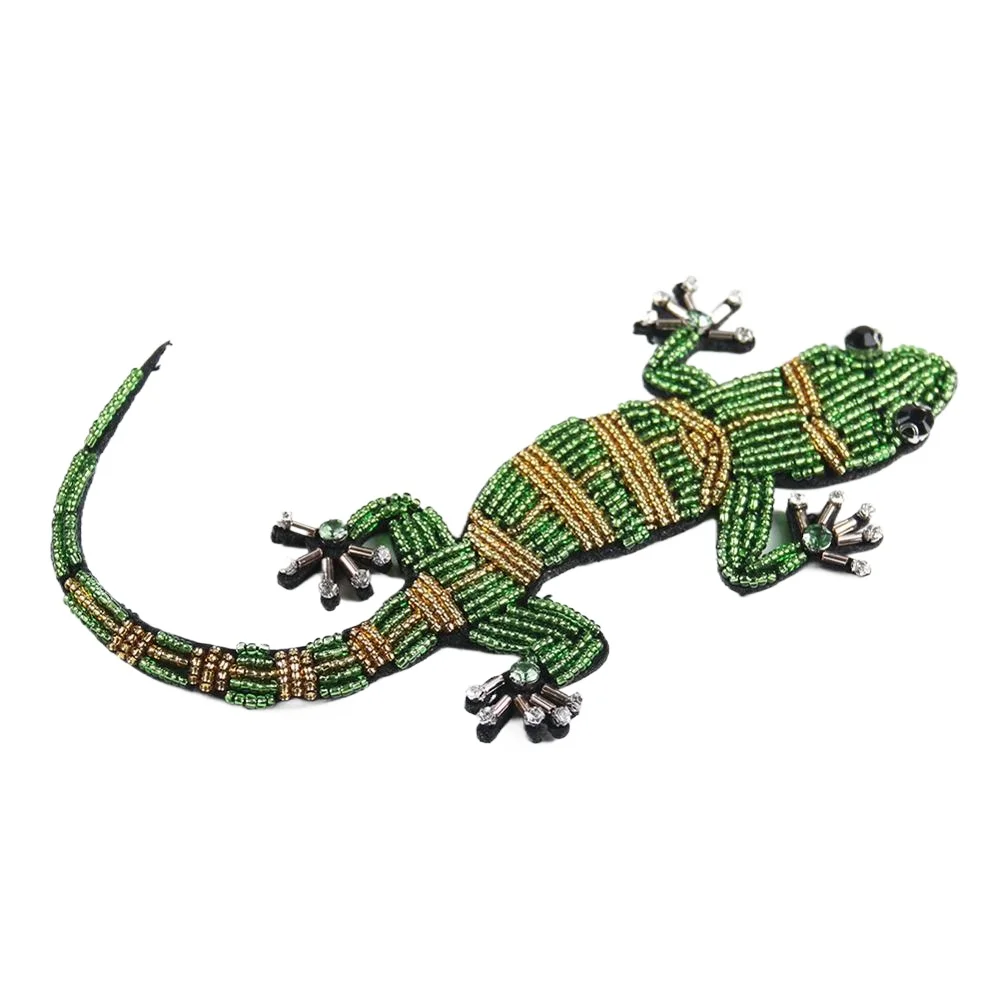 Cartoon Green Gecko Embroidery Cloth Stickers Animal Iron on Patches for Clothing DIY Decor Cloth Dress Bags Accessories