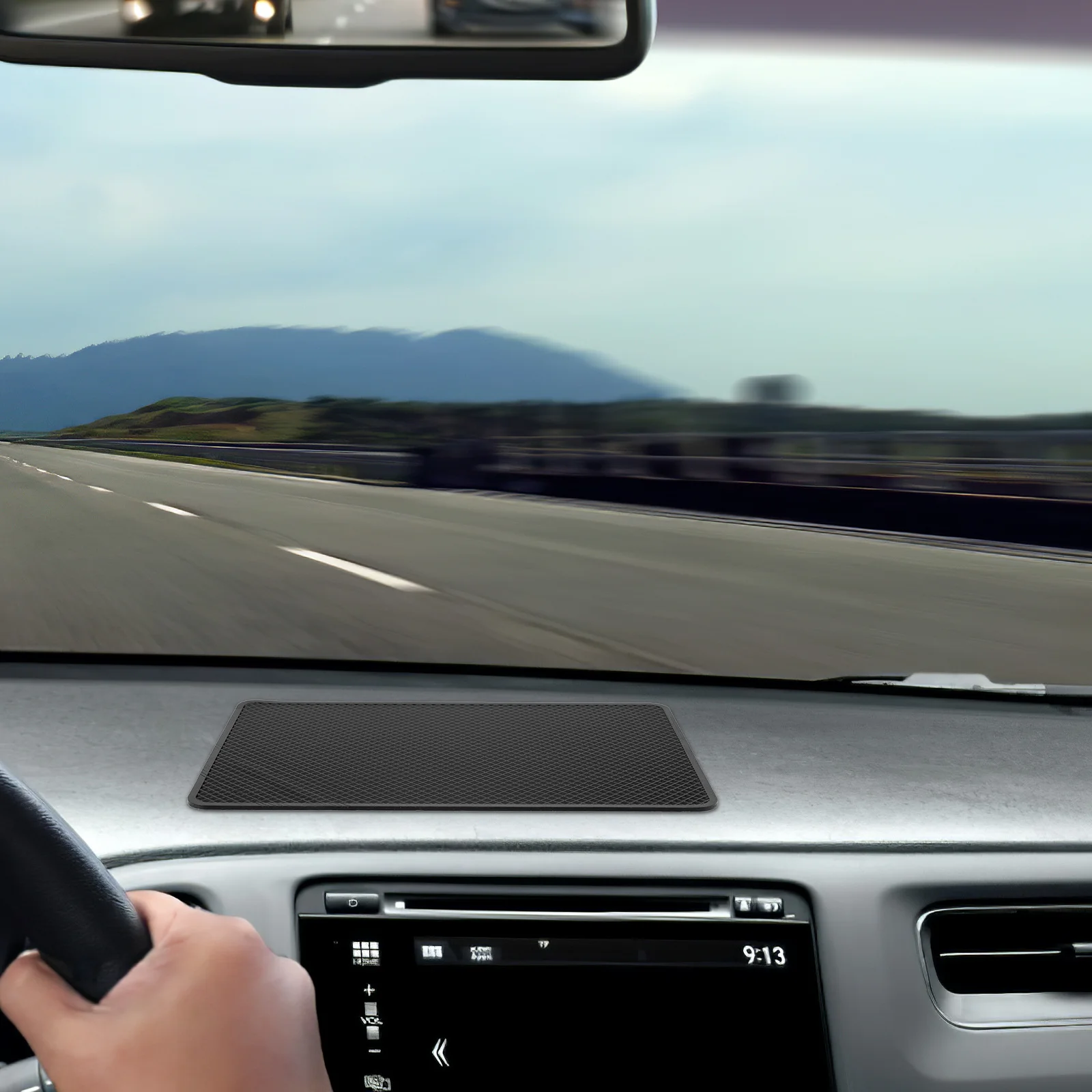 

4Pcs Anti-Slip Silicone Car Dashboard Sticky Mats 19x12cm Non Slip Car Adhesive Pads for Mobile Phones Keys Coins Vehicle