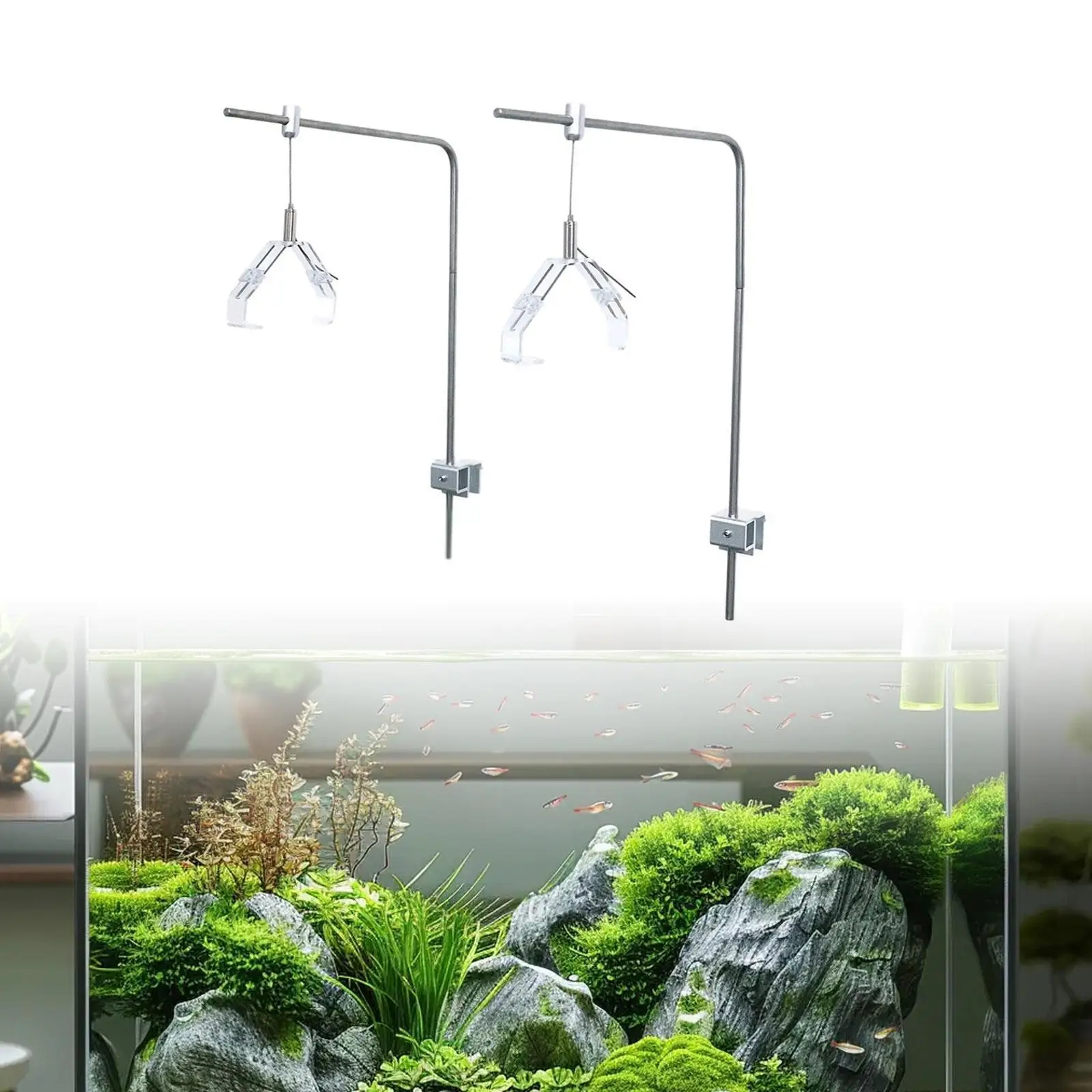 

2Pcs Adjustable Aquarium Light Holder Bracket Mount Fish Tank LED Light Rack Hanging Kit for Home Office Fish Saltwater Aquarium