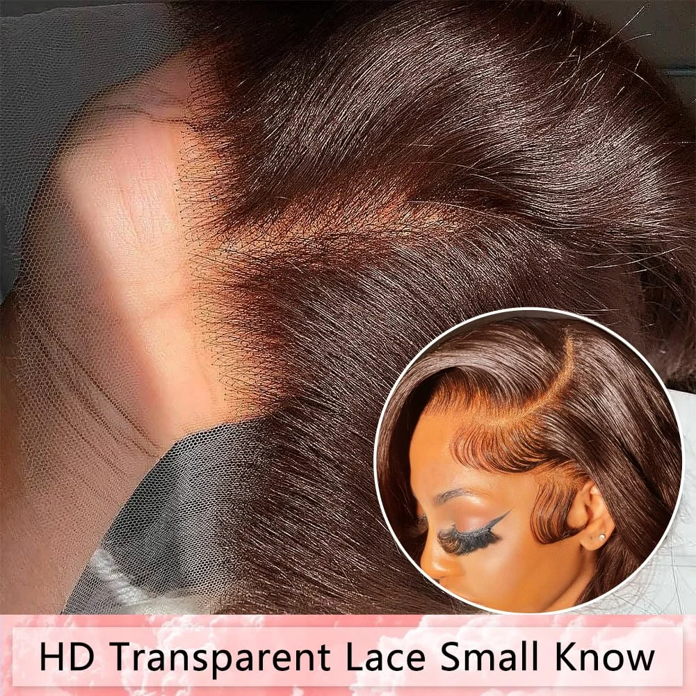 ช็อกโกแลตสีน้ําตาล Body Wave วิกผมผมมนุษย์สี 13x6 HD วิกผมลูกไม้ด้านหน้าด้านหน้า 100% ผมมนุษย์ Pre Plucked บราซิล 200% ความหนาแน่น