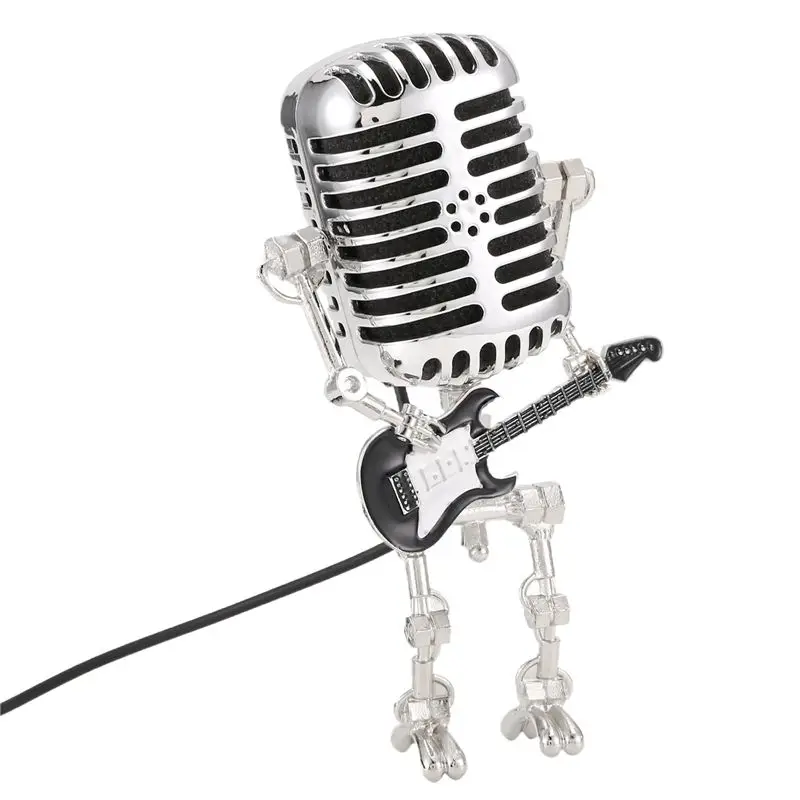

Mic Robot,Retro Style Microphone Robot Table Lamp,Holding Guitare Night Light,Vintage Microphone Robot Desk Lamp-A78U