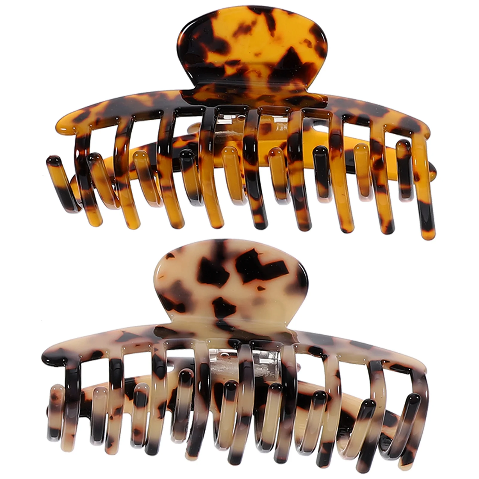 

2Pcs Fashion Leopard Hair Claw Clamp Large Clip for Thick Hair Women Girls Secure Hold Jaw Barrette Casual Style