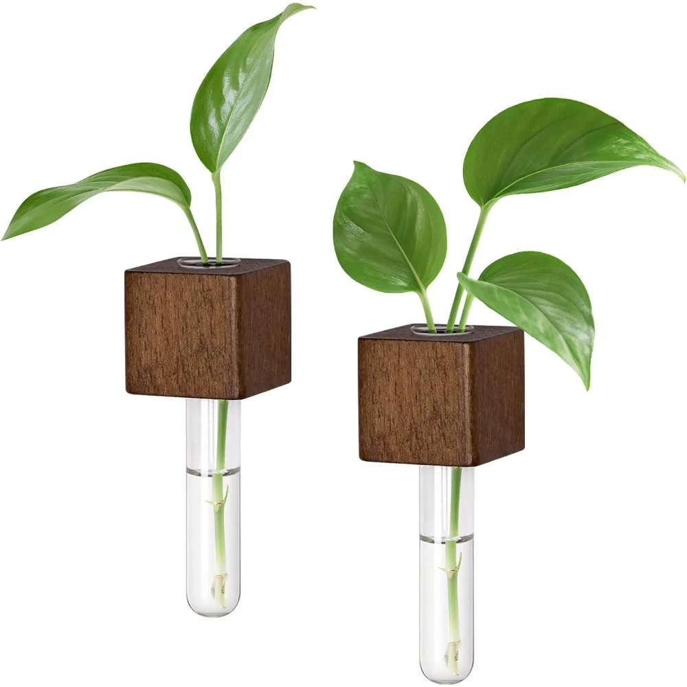 

Magnetic test tube vase for refrigerator, set of 2 wooden refrigerator magnetic flower pots with glass tubes