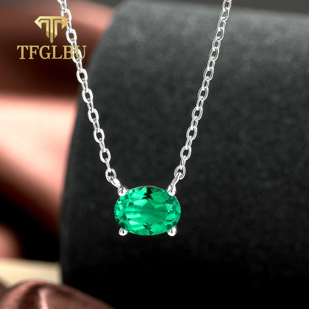 TFGLBU 1/2/3CTTW Oval Cut Moissanite Necklace for Women Classic Clavicular Chain D Color VVS1 S925 Sterling Silver Jewelry