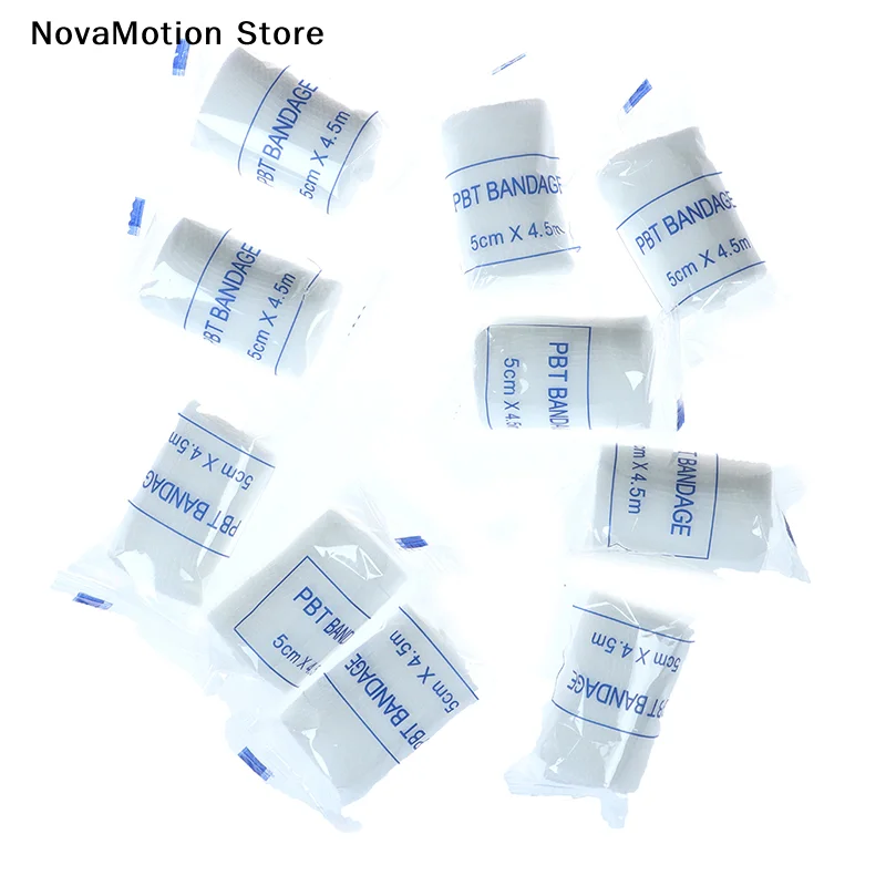 [NM]10 Rolls/lot PBT Bandages 5cmx4.5m Elastic Bandage First Aid Kit Gauze Roll Dressing[NM]