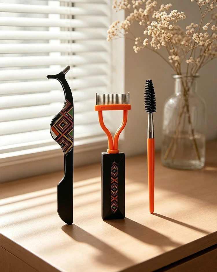 Eyelash Extension Tool Kit 3 Pcs, False Eyelash Applicator, Steel Lash Comb, Spoolie & Eyebrow Brush, Makeup Tools Set