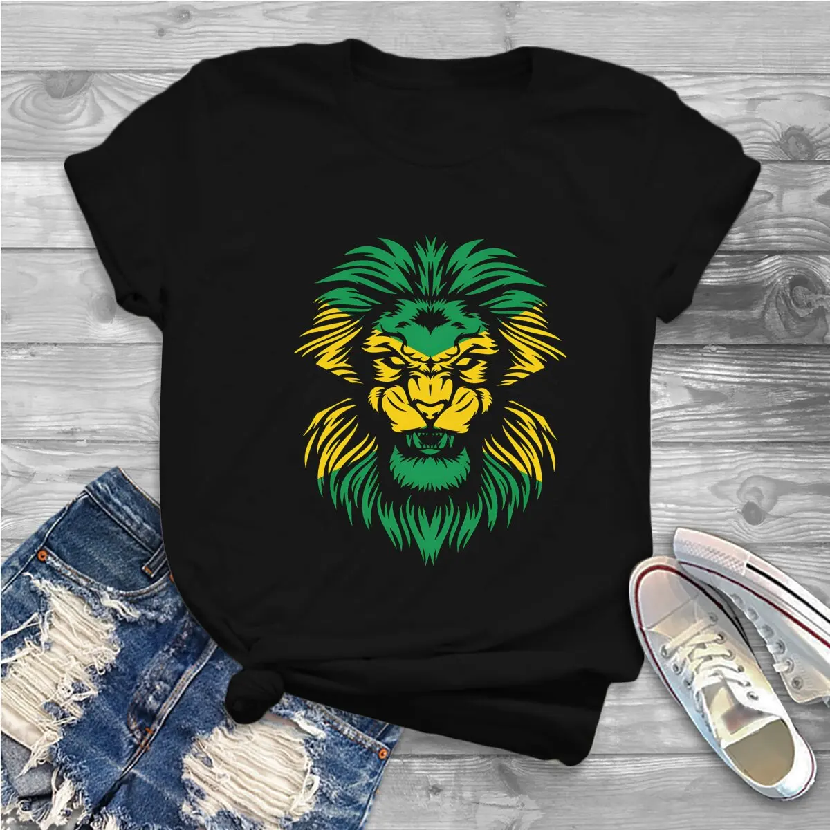 Rasta  Head TShirt For Men Jamaica Lion Clothing Style Polyester T Shirt Soft