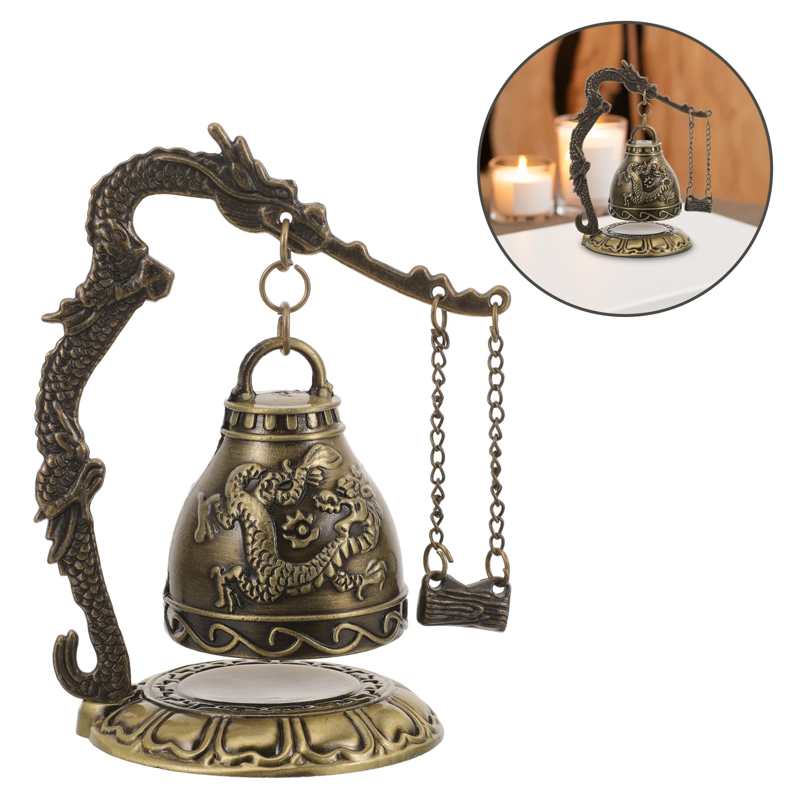 

Dragon Feng Shui Bell Decor Vintage Chinese Style Strike Chime Ornament Tabletop Craft Home Decoration Sound Bell
