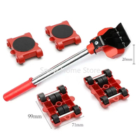 Furniture Mover Set Portable Transport Lifter Heavy Stuffs Moving Wheel Roller Bar Hand Tools for Sofas Couches 5pcs