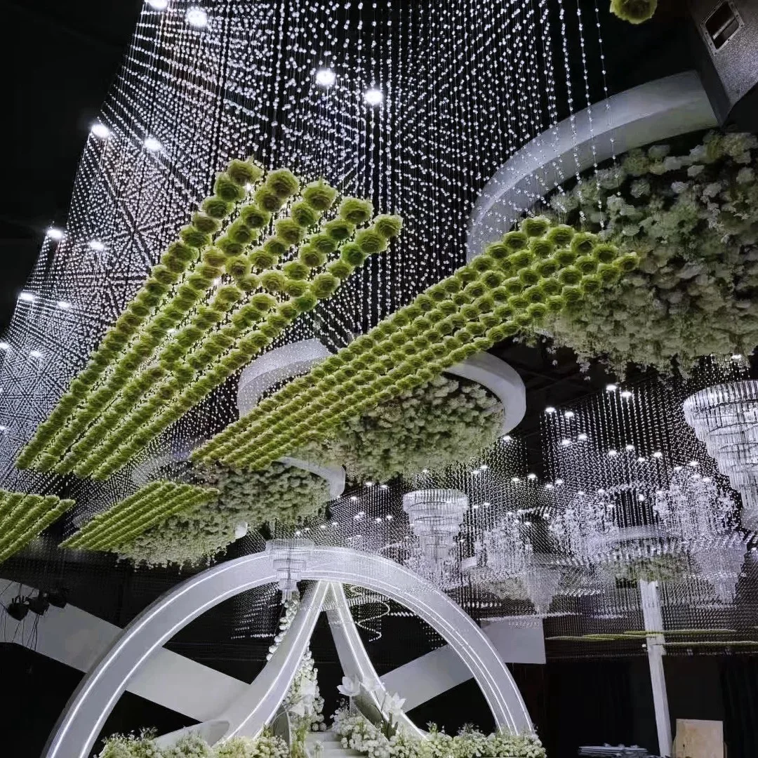 

Crystal Pineapple Bead Curtain Wedding Decoration Props Stage Party Ceiling Hotel Flower Head Thread Curtain Background Decor