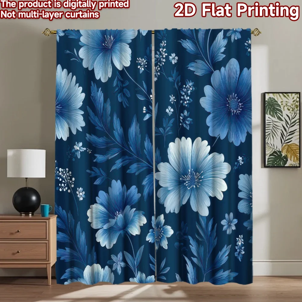 

1pc 2D flat Photography Backdrop Popular Background cloth Blue Flowers 100% Polyester Holiday Decorations for Door, wall, and