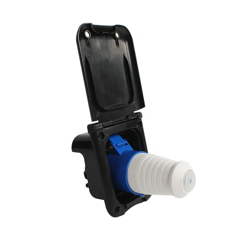 High Quality RV Caravan Accessories 32A Black Charging Socket Box Waterproof Charging External Power Socket with Plug