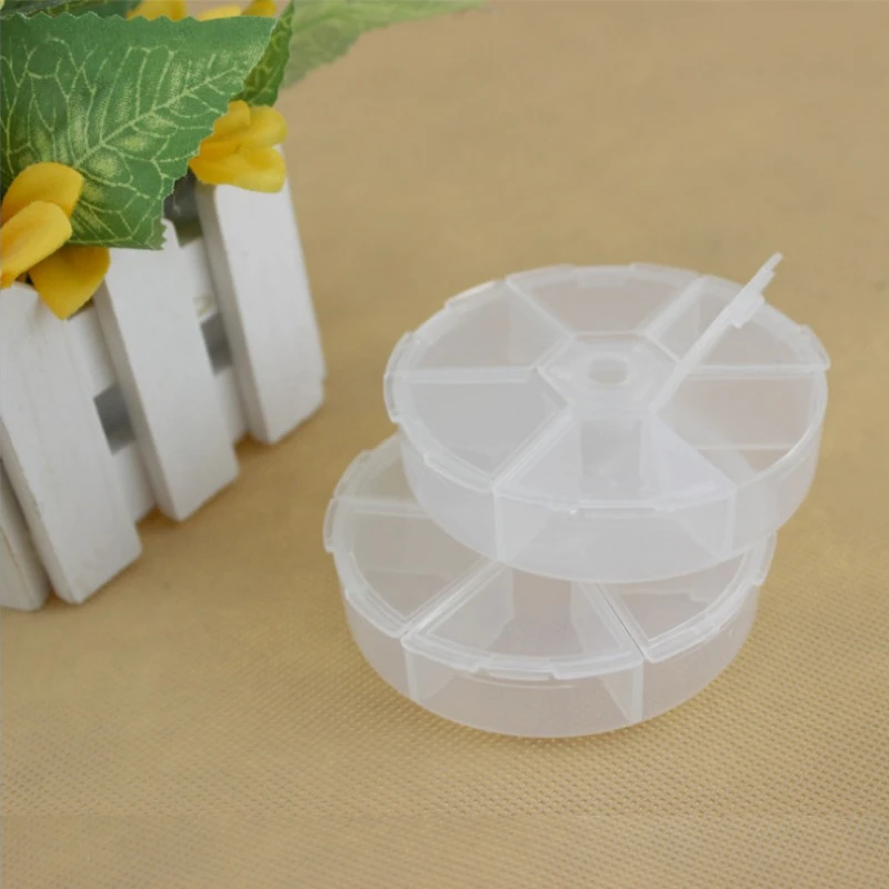 

Блестящая круглая прозрачная пластиковая коробка для ювелирных изделий, 6 ячеек