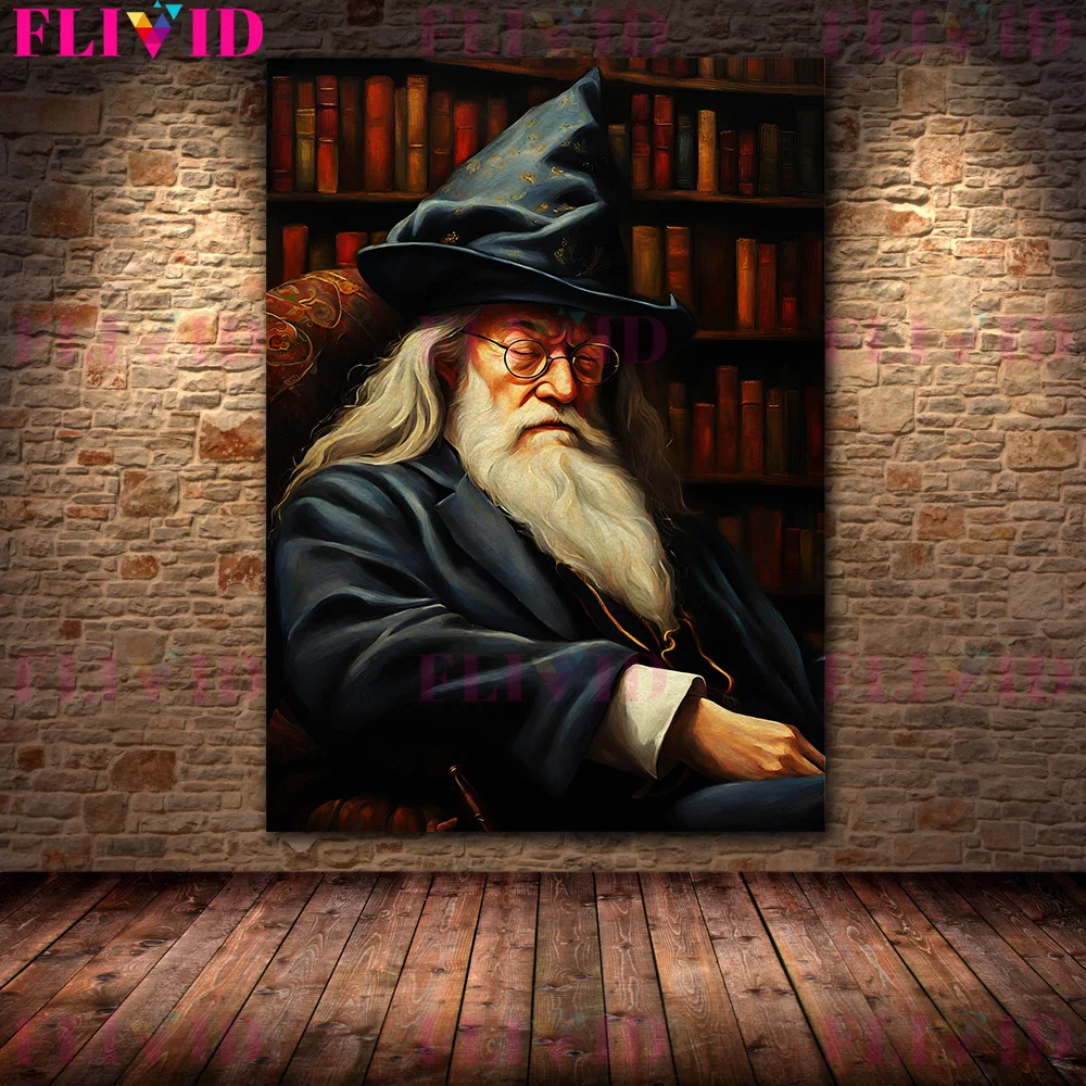 Moody Dark Academy School Of Witchcraft And Wizardry Gallery Wall Art Print The Wizard Principal Magic Teacher Art Poster Print