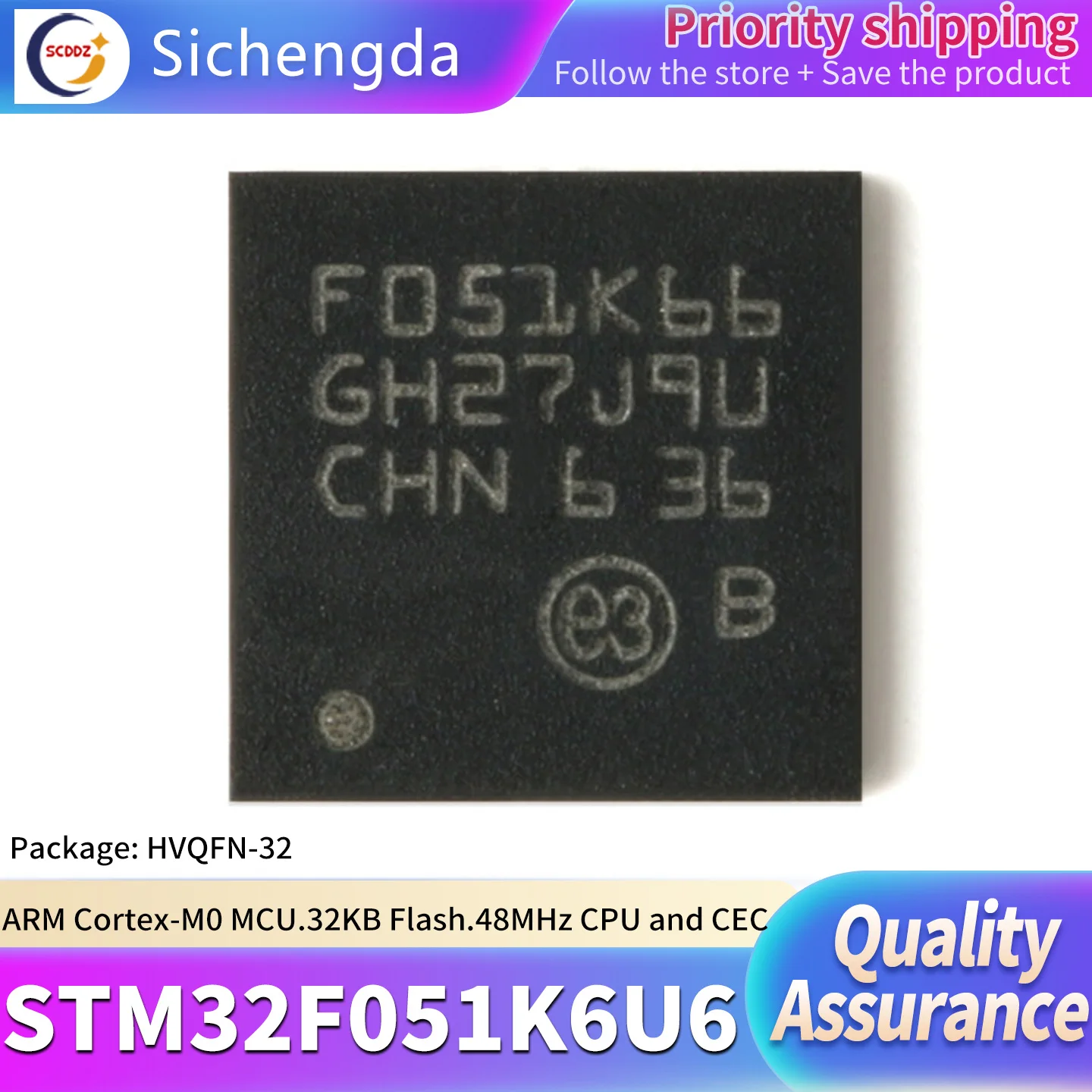 Original genuine STM32F051K6U6 UFQFPN32 ARM Cortex-M0 32-bit microcontroller