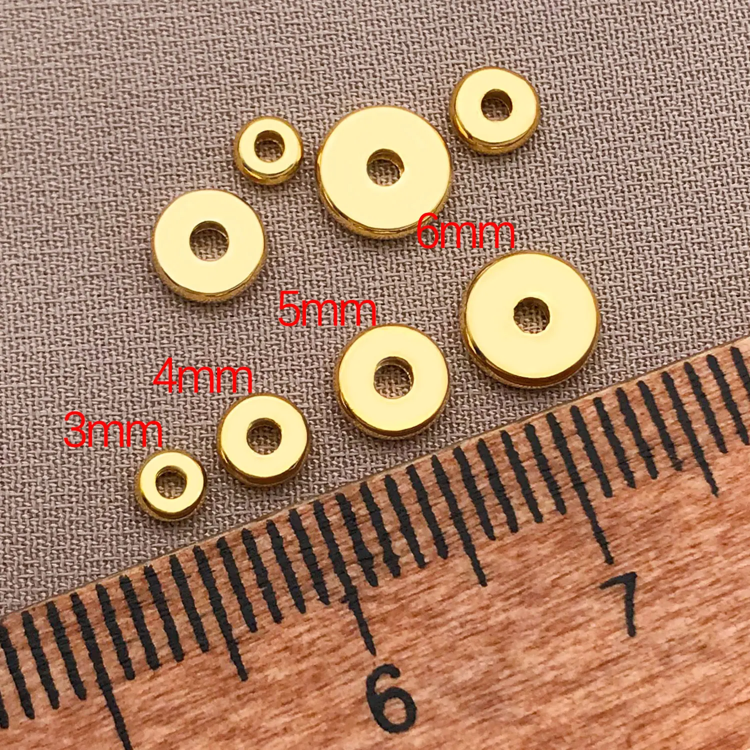 50pcs 18k Genuine Gold Thick Silver Platinum Flat Abacus Beads Spacer Beads DIY Necklace Bracelet Making Accessories