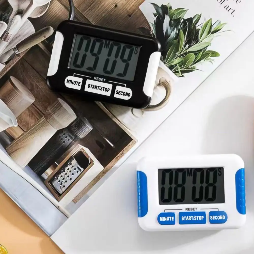 New Magnetic Digital Kitchen Timer White Plastic Minute Second Count Countdown LCD Large Electron Cooking Timers For Kitchen