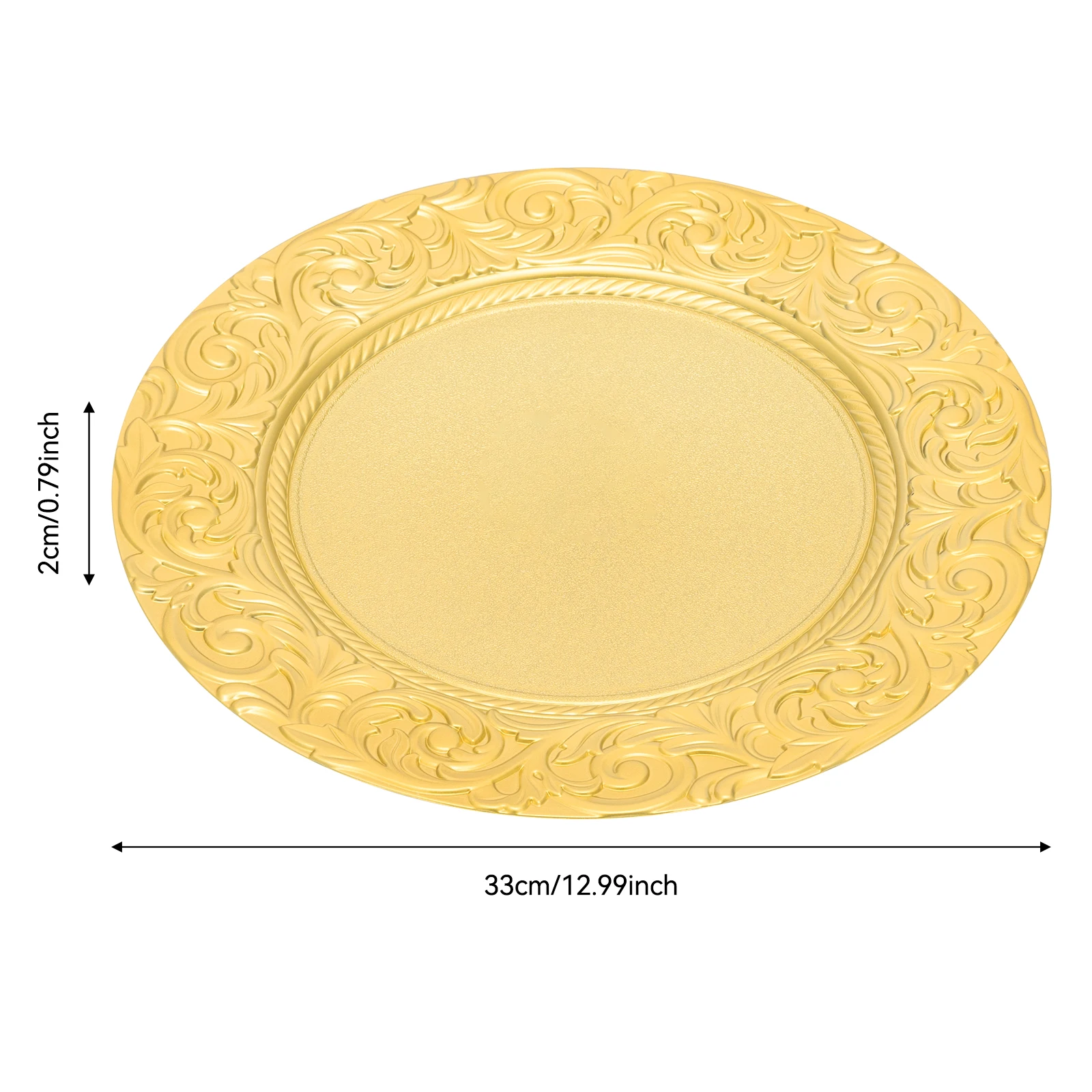 100 Pack Gold Plastic Charger Plates 13 Inch Round, Modern Wedding & Party Table Decor for Banquets, Birthdays, Baby Showers, Catering & Everyday Use