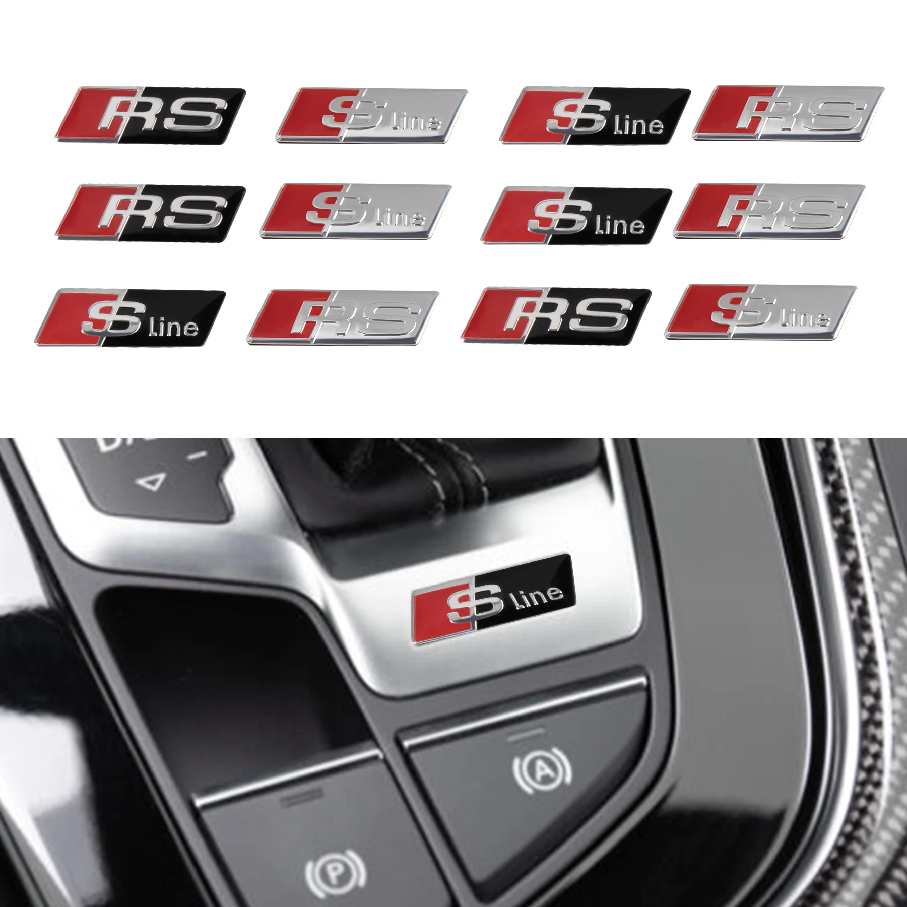2/5/10pcs 3D Aluminium Alloy Steering Wheel Badge Emblem Car Sticker Valve Cap For Audi Sline RS S3 A3 B8 B6 A5 A6 Q5 B9 Q6 TTS