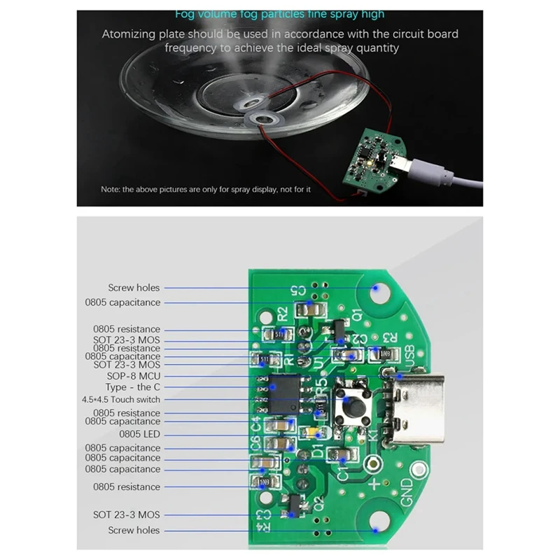 Atomization Module USB Humidifier Driving Circuit Board Atomization Experimental Equipment Ultrasonic