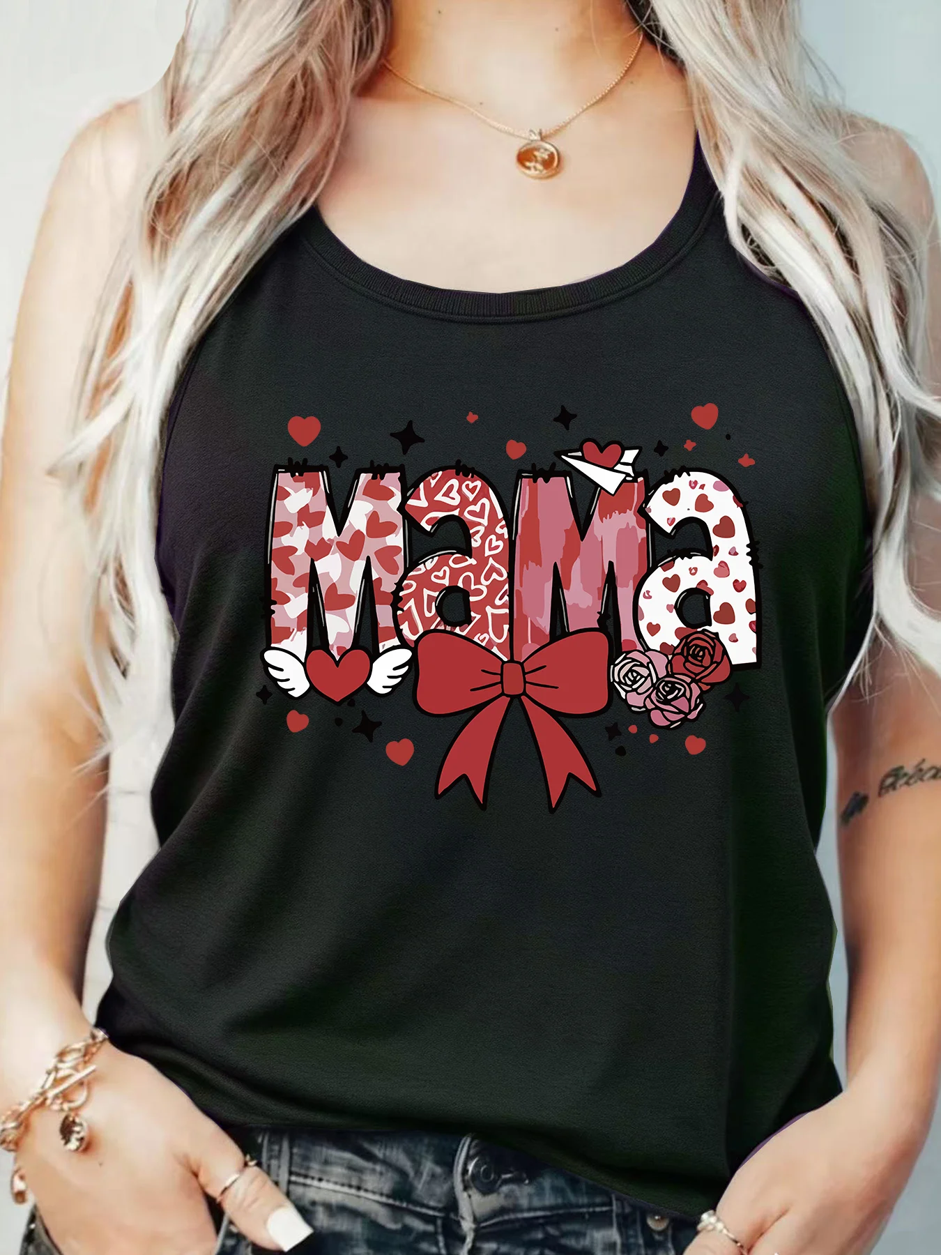 

Loose Fit Printed Pocket T-Shirt for Women with Ribbed Collar round Neck 1-8XL plus Size Comfortable Casual Vest
