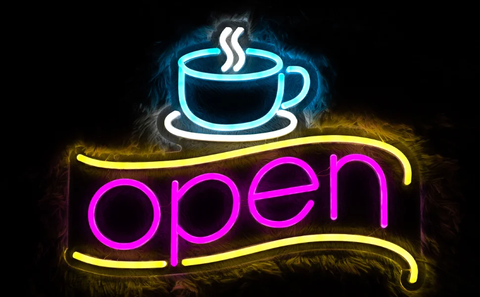 Imagem -02 - Neon Led Sign para Decoração Wall Light Café Restaurante Sala de Descanso Loja Open Welcome