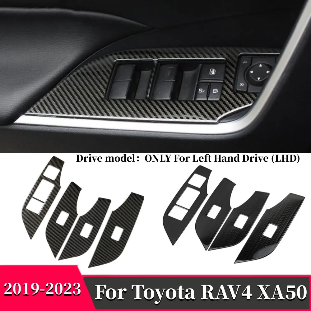 

For Toyota RAV4 XA50 2019-2023 Stainless steel Car Window Button Glass Lifting Switch Panel Cover Door Armrest Trim Accessories