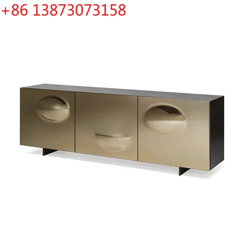 

Italian light luxury dining side cabinet, kitchen integrated against the wall floor stainless steel, living room home locker
