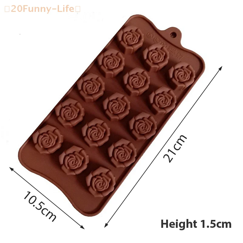 15-Grid Flower Rose Silicone Mold - Cake Decorating, Chocolate, Wax Melts, Baking, and Candy Making