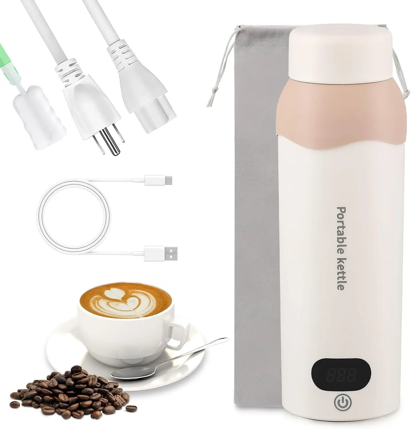 

Travel Electric Tea Kettle Portable Small Mini Coffee Kettle with 6 Temperature Control, 316 Stainless Steel Small Water