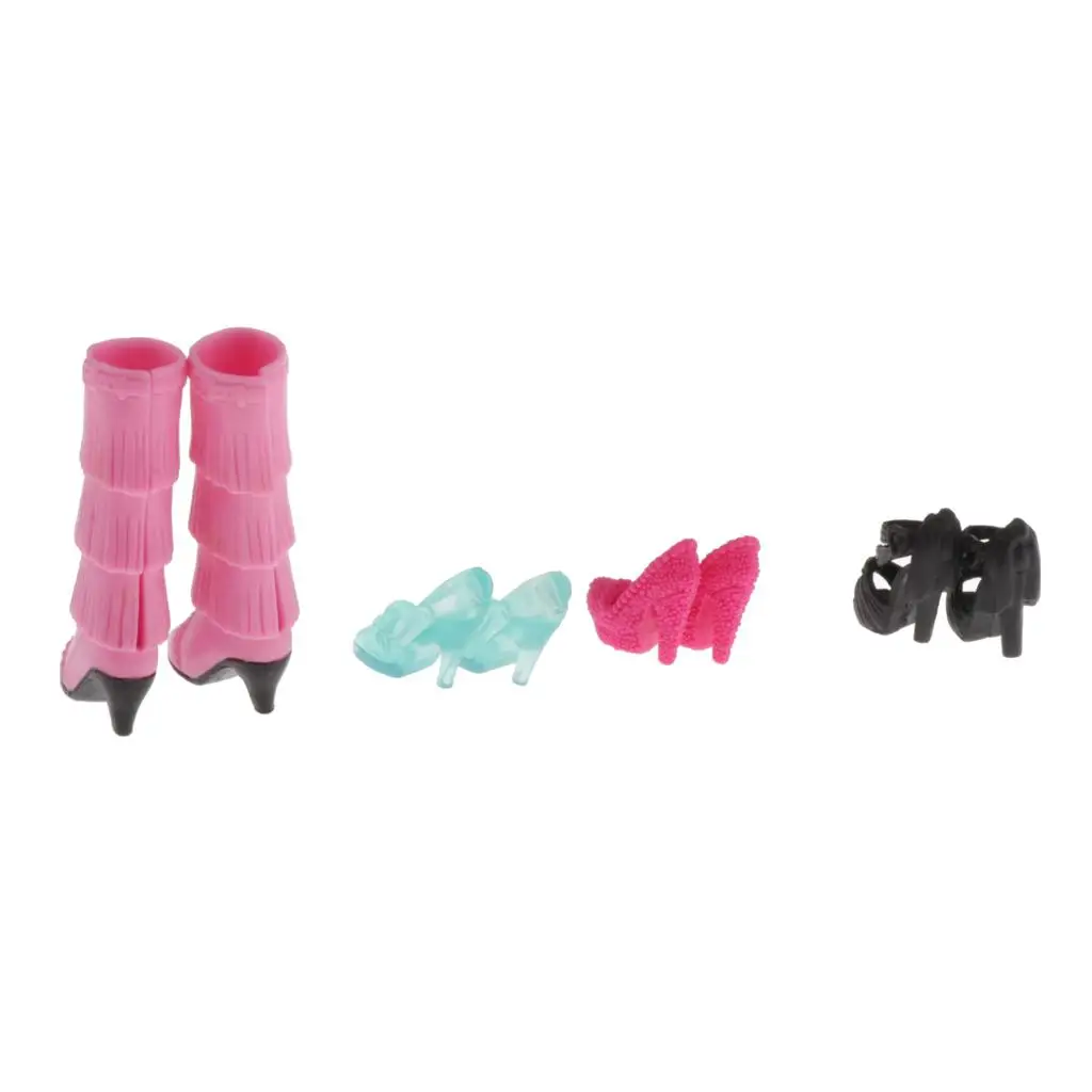 4 คู่ตุ๊กตารองเท้าส้นสูงรองเท้าแตะสําหรับ 1/6 BJD ตุ๊กตาชุดอุปกรณ์เสริม