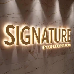 Gold 3D Outdoor Letters Illuminated Metal Backlit Sign Custom LED Lighted Company Business Signage for Indoor/Outdoor Use