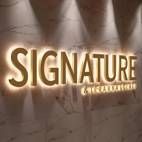 Gold 3D Outdoor Letters Illuminated Metal Backlit Sign Custom LED Lighted Company Business Signage for Indoor/Outdoor Use