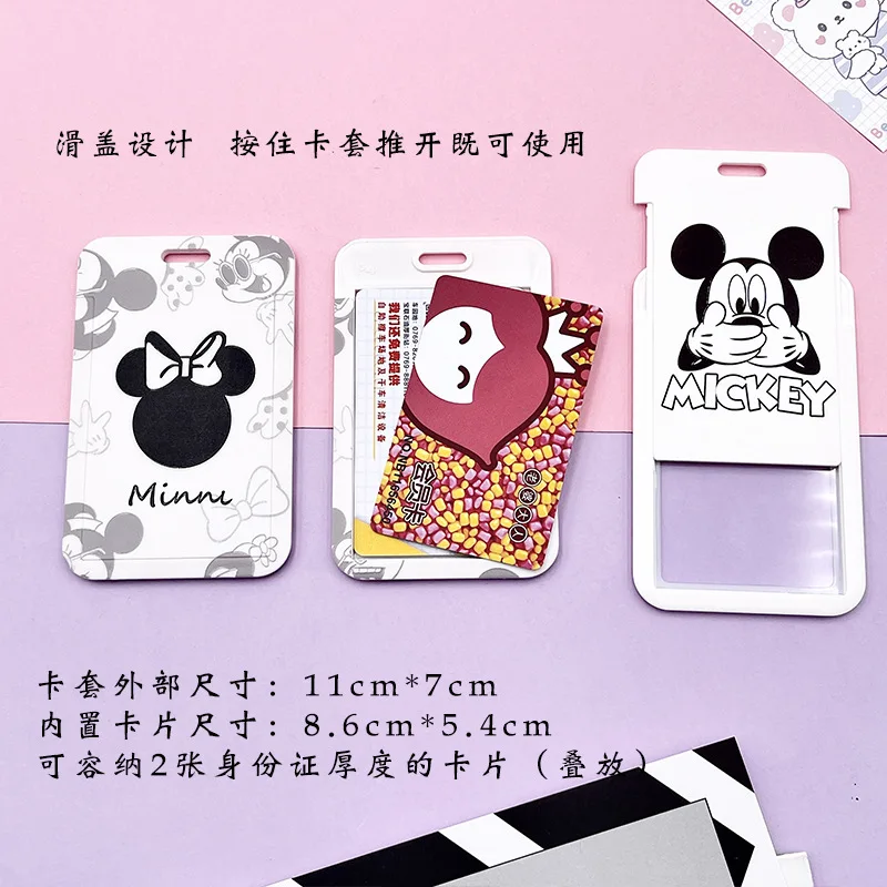 28 Colors Black White Mickey Head Lanyard Credit Card ID Holder Bag Student Unisex Bank Bus Business Card Cover Badge Holders