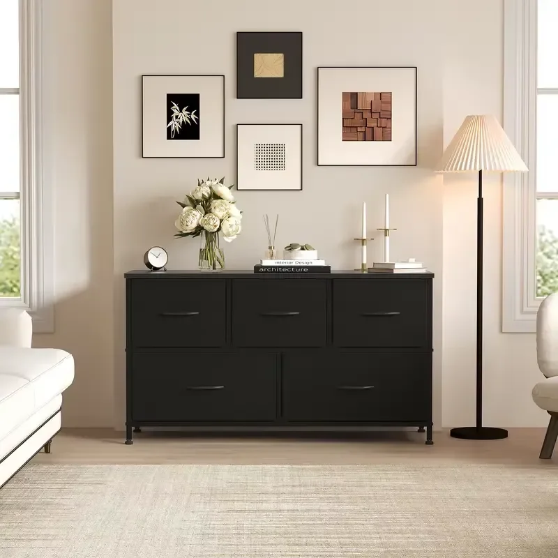 Factory wholesale Easy-to-assemble metal frame Multi-drawer fabric covering Living room locker Modern design Durable