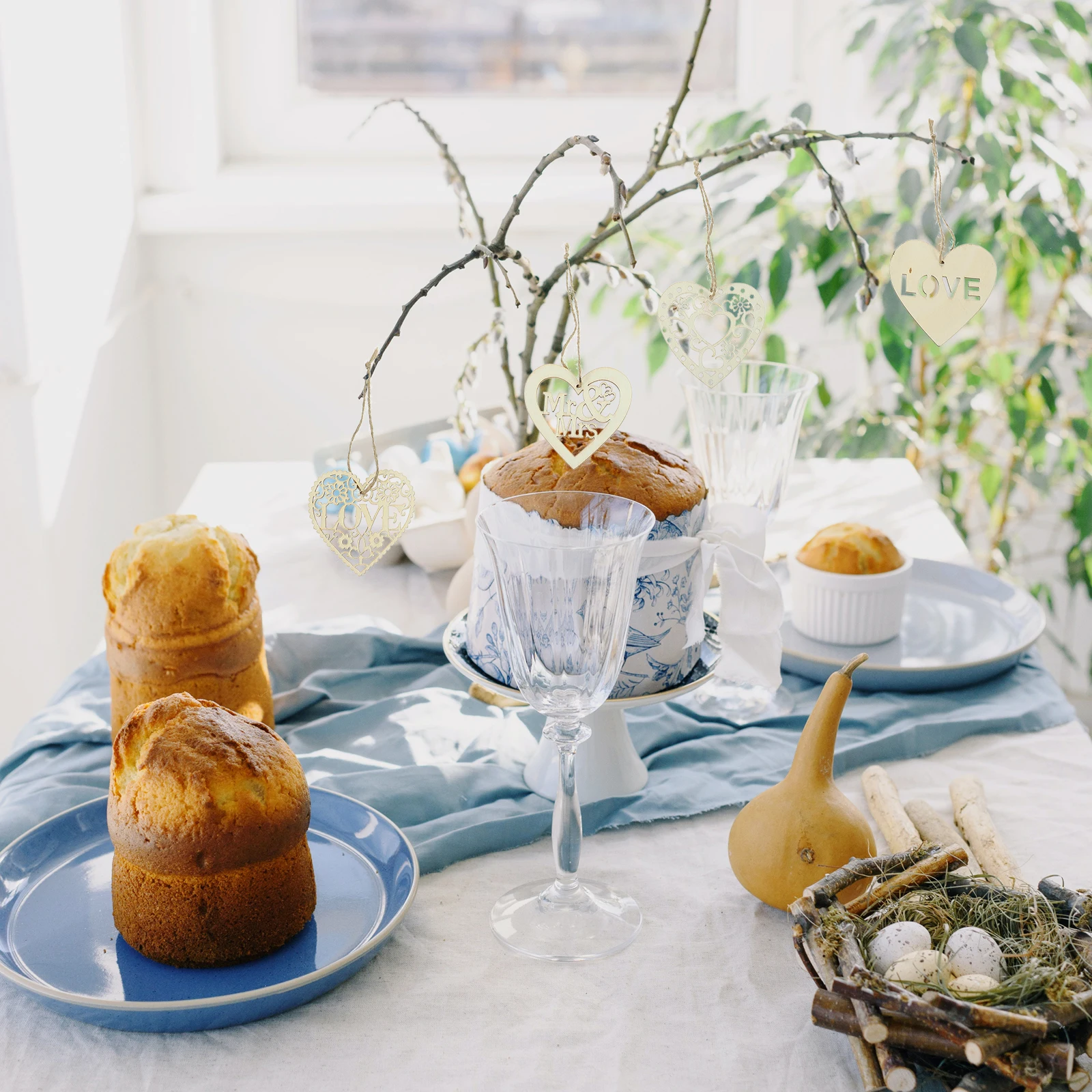 

4 Sets Unfinished Wood Heart Slices Diy Hanging Decor For Crafts Valentine'S Day Wooden Craft Hearts Blank Wood Pieces Home