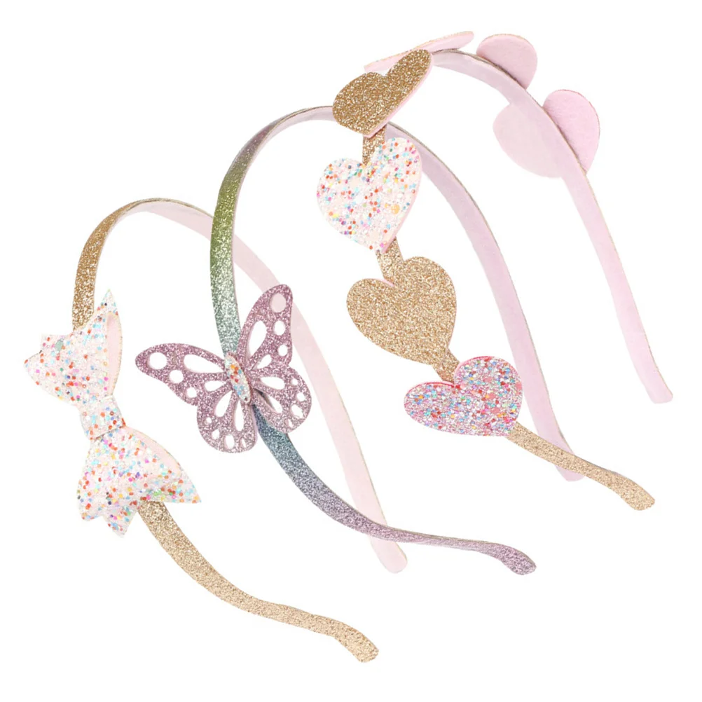3 stuks kinderen hart haarband glitter boog lichtgewicht kinderen haar hoepels verjaardagscadeaus kind hart haarband kinderen vlinders hoofdband