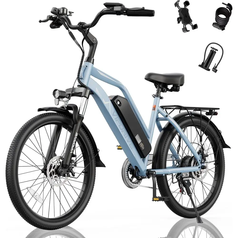 

1000W 26/24 Adult Electric Bikes with 48V Battery, 22MPH, 7-Speed, Suspension, and Lock