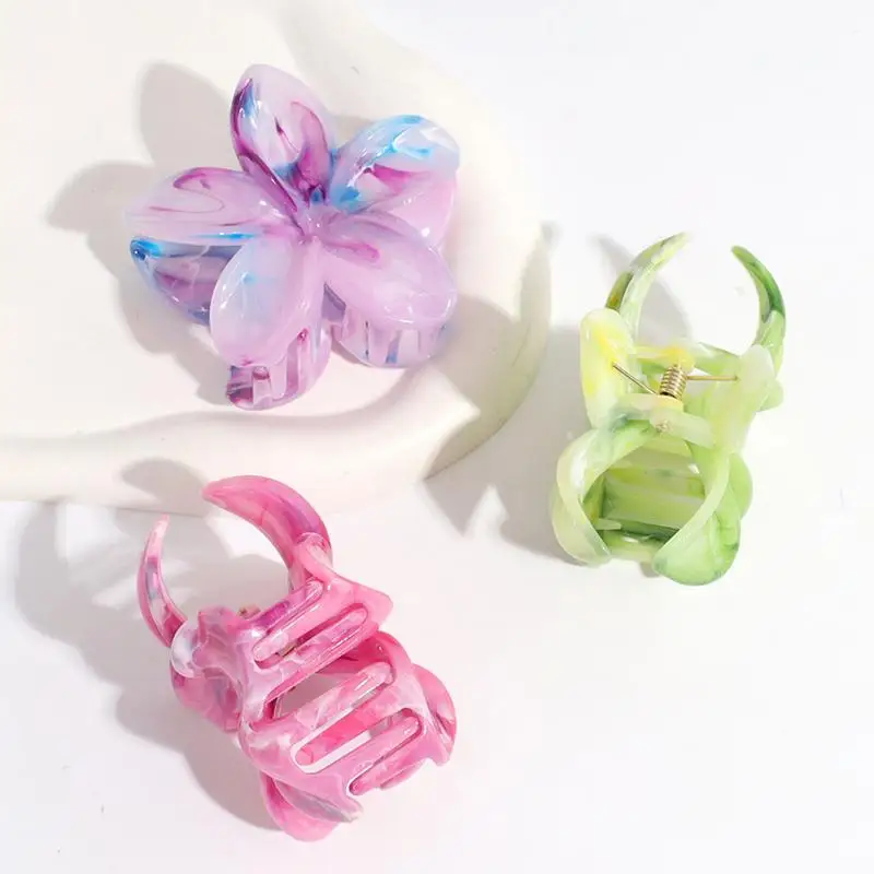 

4pcs Flower Shape Hair Claw Clip Barrette Crab Hair Claws Ponytail Hairpins No-slip Hairpins Hair Claws Crab Clamp Barrettes