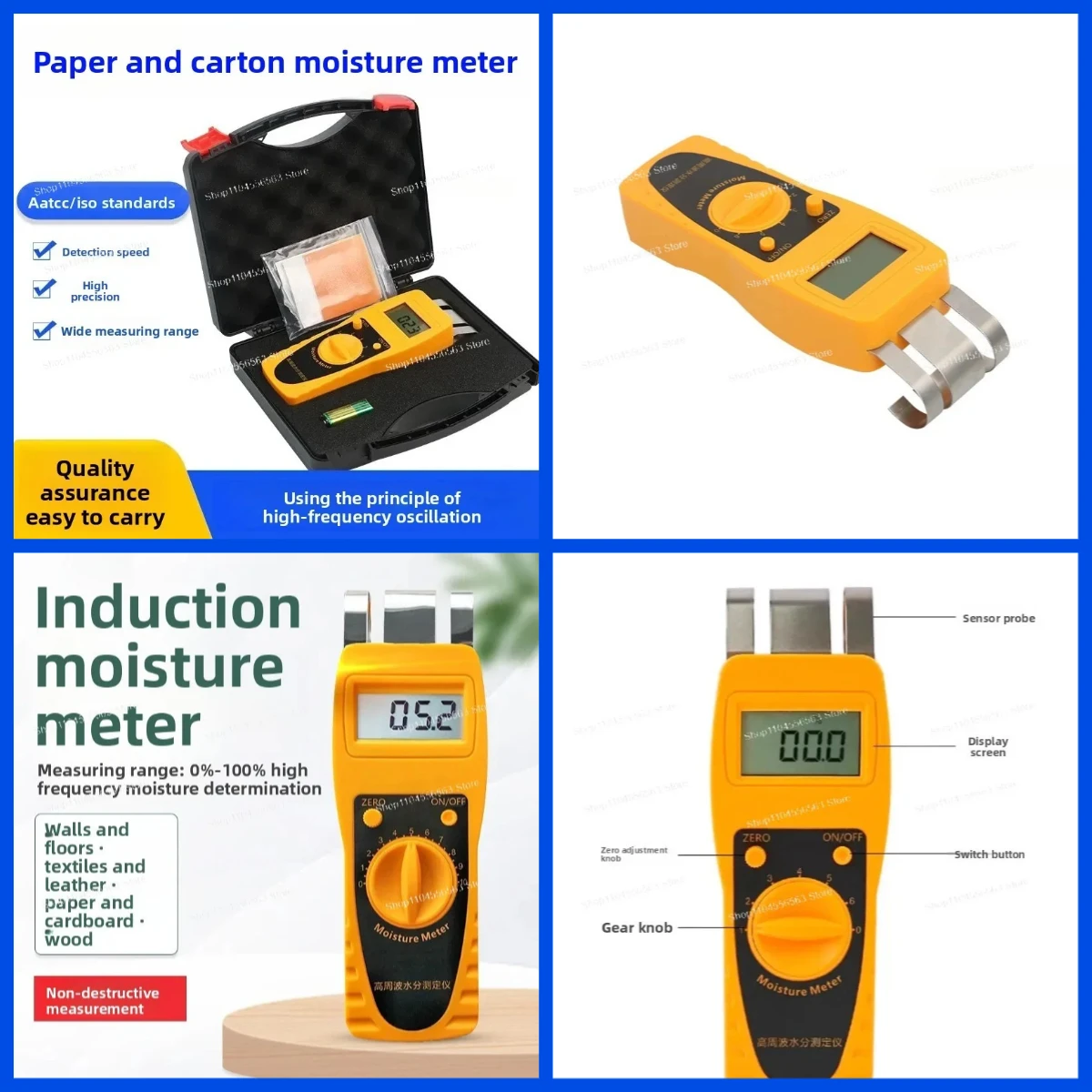 Industrial & Construction Moisture Meter - Tests Textile Raw Materials, Cartons, Walls, Floors & Wood