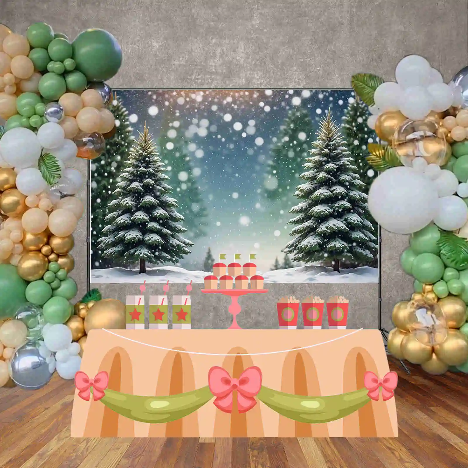 Bulan. QG latar belakang pohon hutan pinus Natal latar belakang musim dingin salju luar ruangan anak latar belakang perlengkapan foto dekorasi pesta kustom