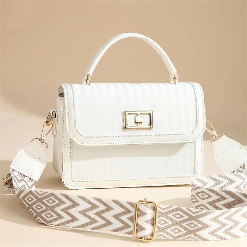 

2025 Geometric Strap PU Crossbody Bag Women, Dual-Color Minimalist Tote with Detachable Shoulder Strap, 5 Colors Office & Casual