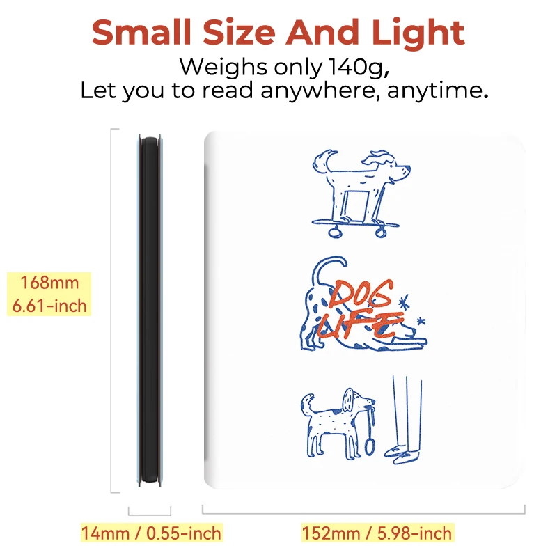 Twosheep for Kobo Libra2 Kobo Libra Colour Case Line Illustration Dog 7inch Magnetic Flip TPU Soft Shell Auto Sleep Wake Cover